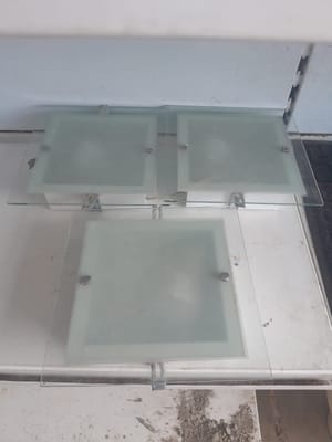 PLAFON DE EMBUTIR QUADRADO VIDRO FOSCO - P